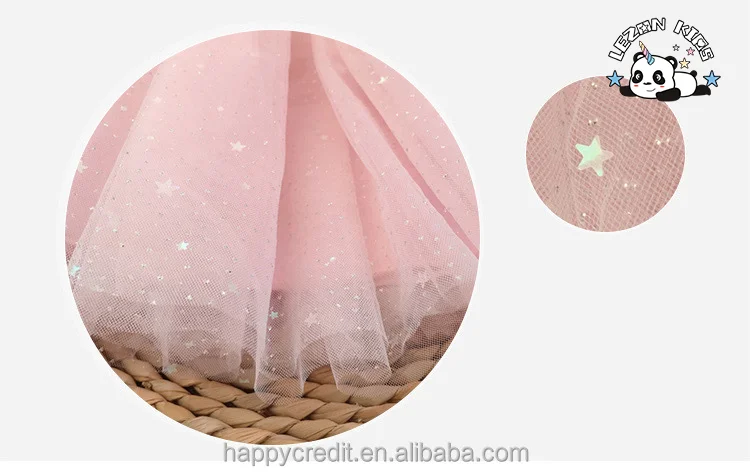 LEZONKIDS - OEM Customizable Girls' Spring Summer Three-Layer Tutu Dress Breathable Chiffon Mesh Star Skirt Parties Dance Little Girl Dress